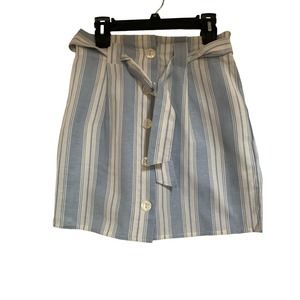 Derek Heart Paper Bag Button Front  Skirt  NWOT Stripe Blue/White  SZ M womens